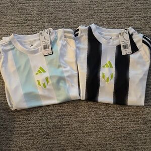 Adidas Kids' Messi TR Soccer Jerseys - Light Blue and Black